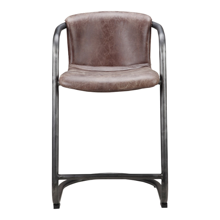 Dual-Tone Leather & Iron Counter Stools