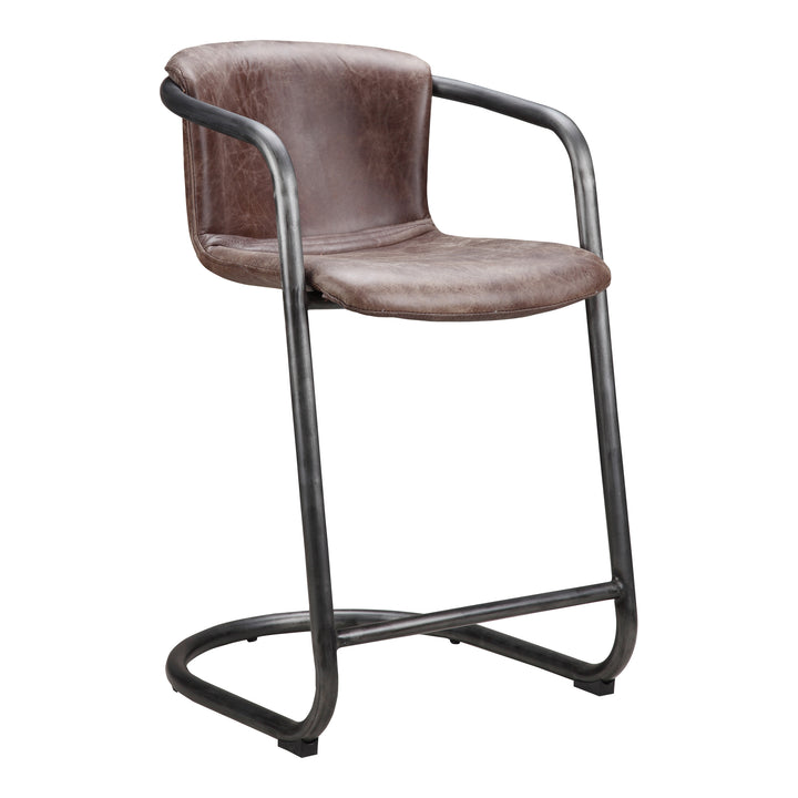 Dual-Tone Leather & Iron Counter Stools