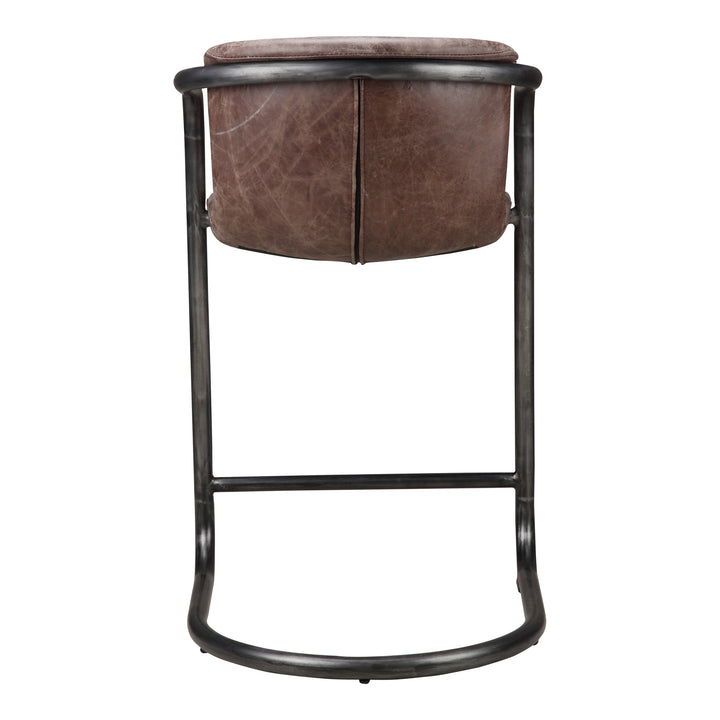 Dual-Tone Leather & Iron Counter Stools