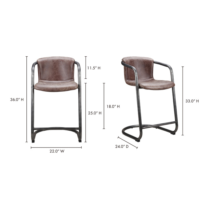 Dual-Tone Leather & Iron Counter Stools