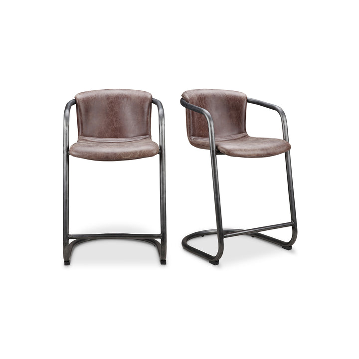 Dual-Tone Leather & Iron Counter Stools