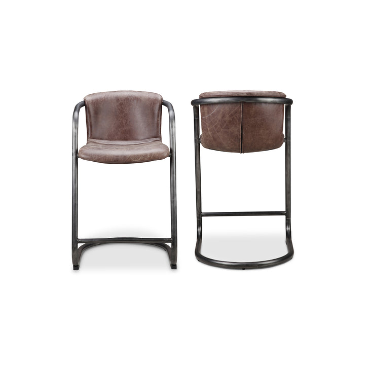 Dual-Tone Leather & Iron Counter Stools