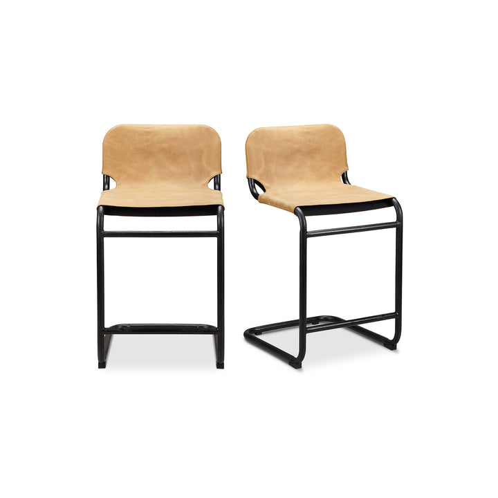 Vintage-Inspired Leather Bar Stools - Pair