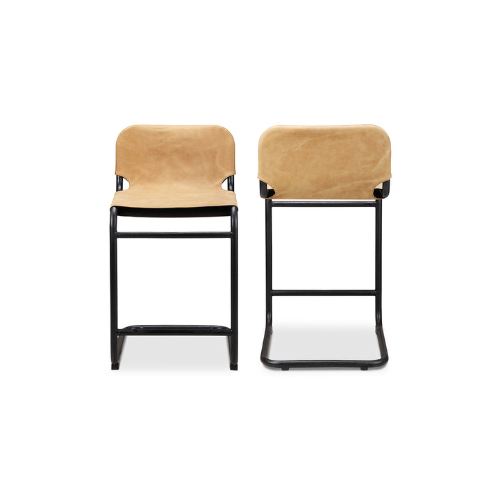 Vintage-Inspired Leather Bar Stools - Pair