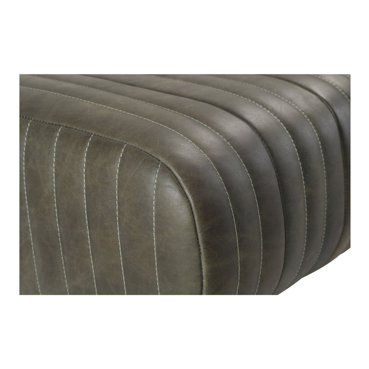 Timeless Ribbed Leather Bench with Brass Accents
