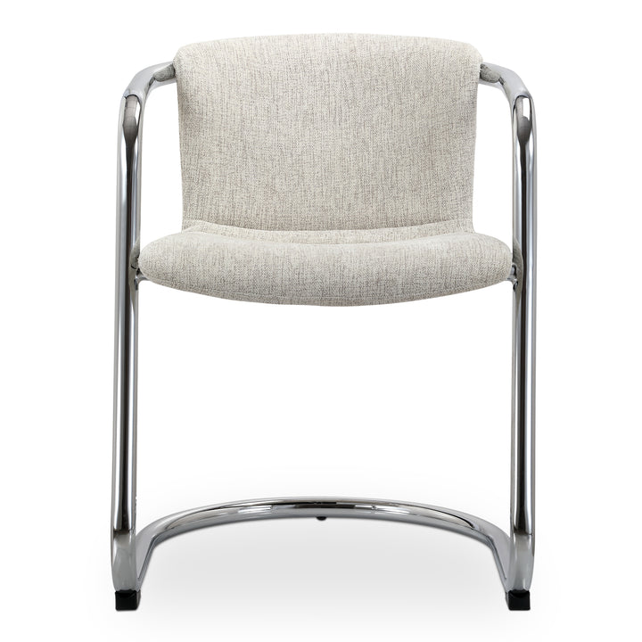 Urbane Retro Dining Duo: Sleek Chrome & Plush Fabric Seating