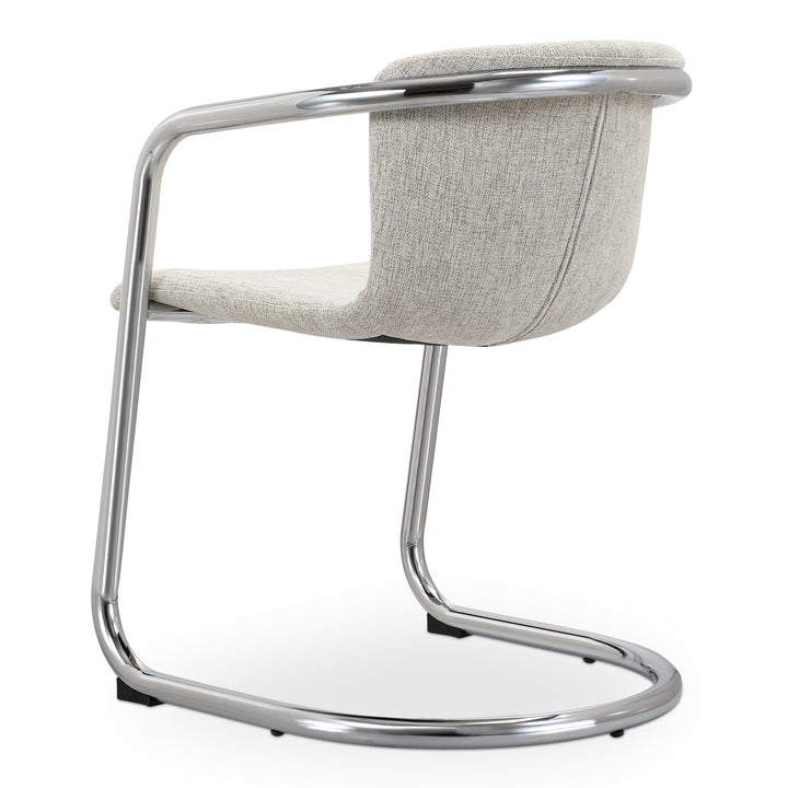 Urbane Retro Dining Duo: Sleek Chrome & Plush Fabric Seating
