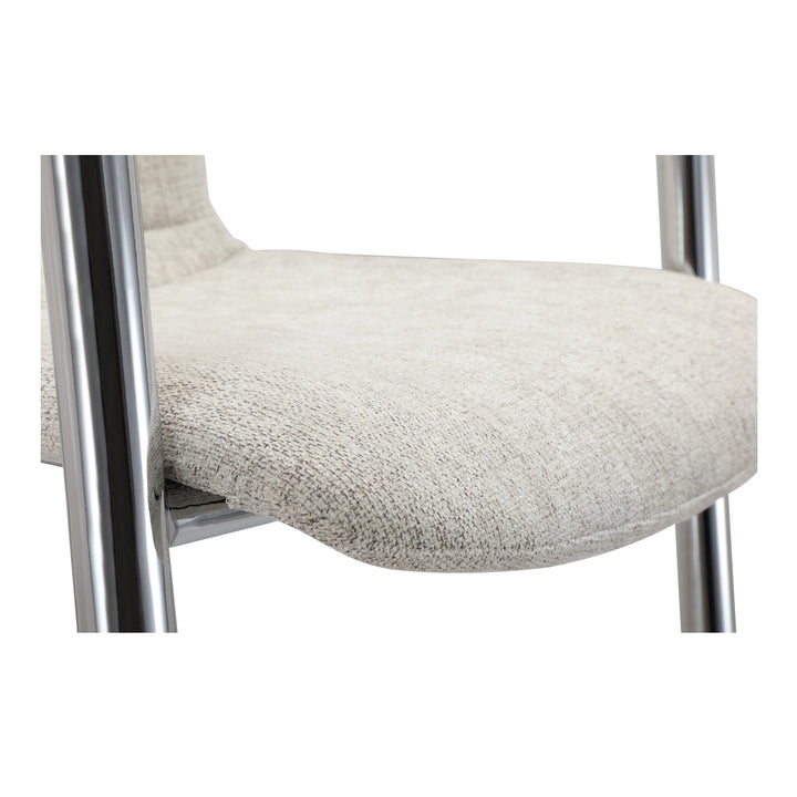 Urbane Retro Dining Duo: Sleek Chrome & Plush Fabric Seating