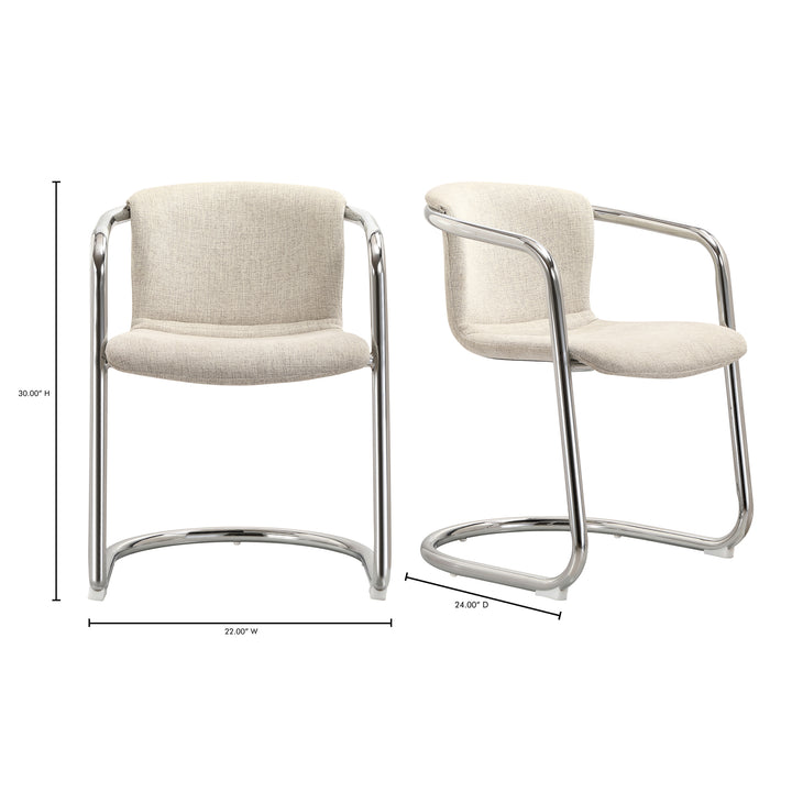 Urbane Retro Dining Duo: Sleek Chrome & Plush Fabric Seating