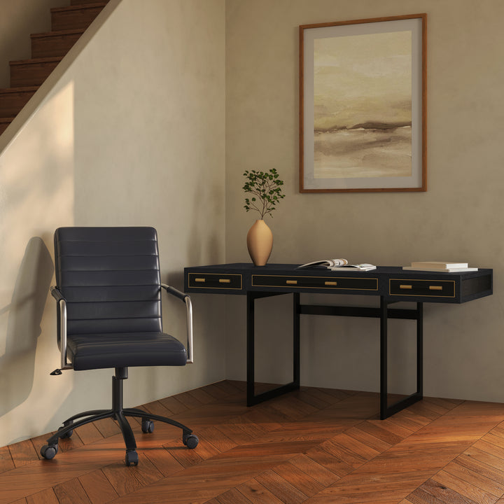 Sleek Leather-Wrapped Work Chair: Modern Comfort for Your Space