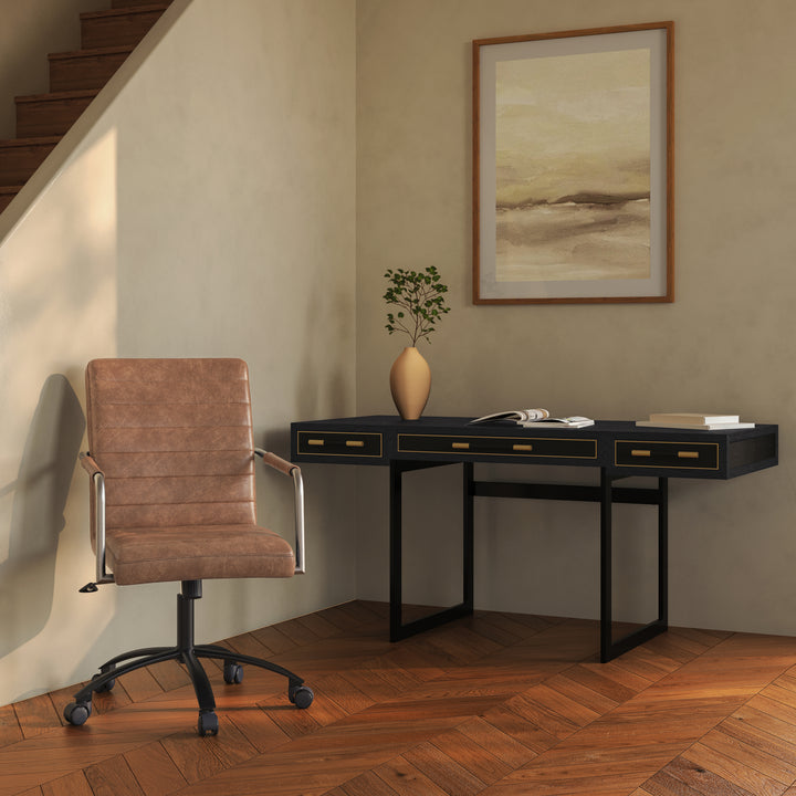 Sleek Leather-Wrapped Work Chair: Modern Comfort for Your Space