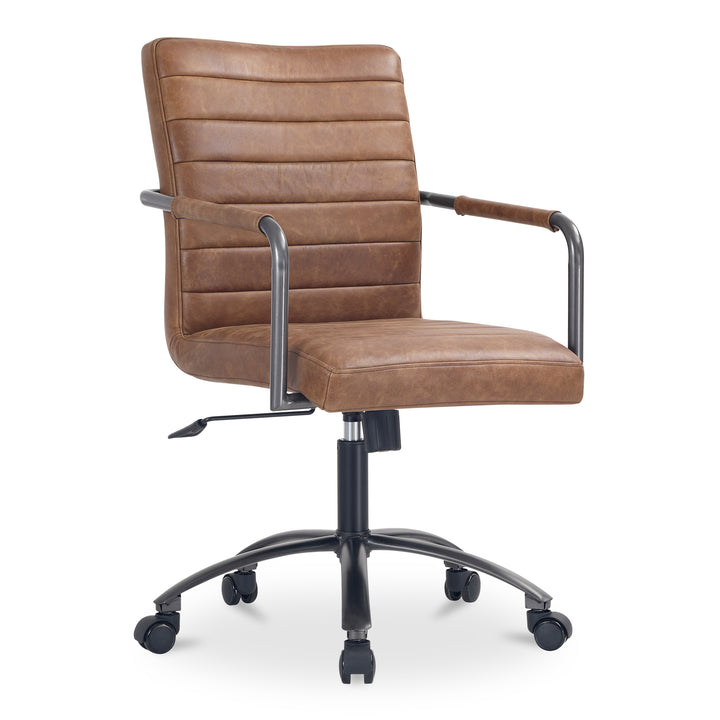 Sleek Leather-Wrapped Work Chair: Modern Comfort for Your Space
