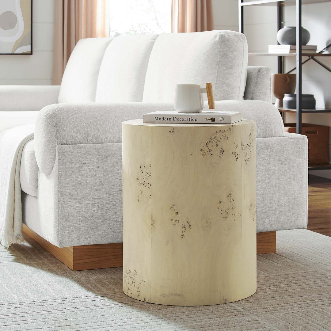 Burlin Round Side Table Bleached Burl
