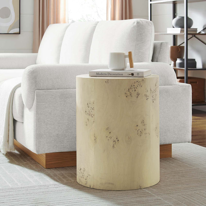 Burlin Round Side Table Bleached Burl