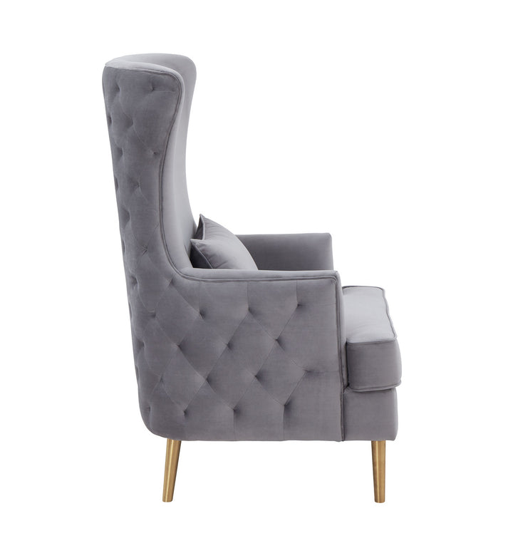 Aline Grey Tall Tufted Back Chair