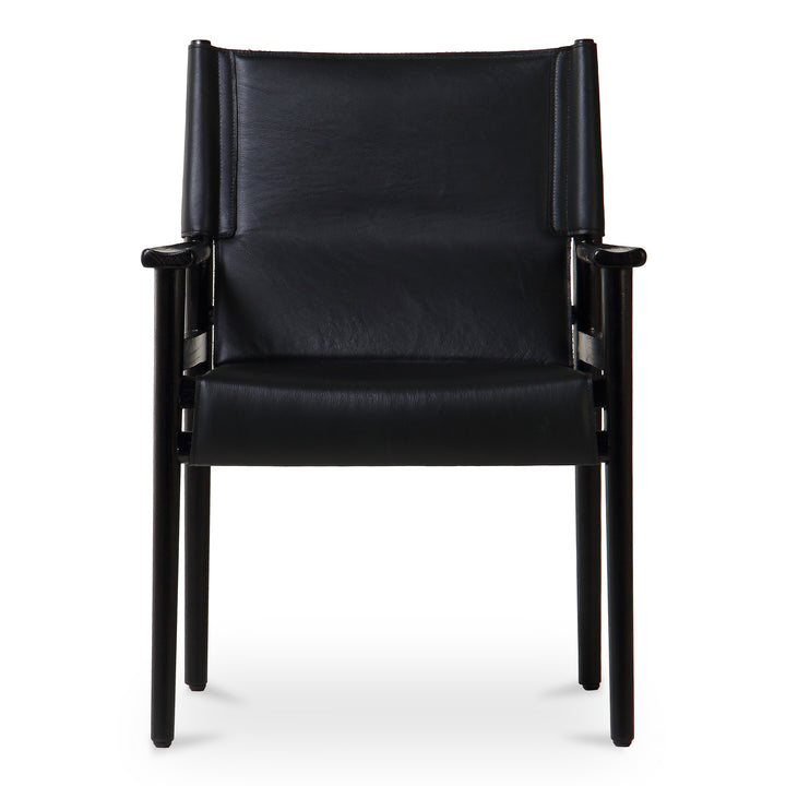 Sleek Modern Sling Chair - High-Quality Top-Grain Buffalo Leather & Sturdy Wood Frame