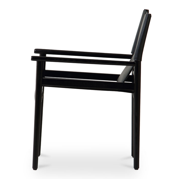 Sleek Modern Sling Chair - High-Quality Top-Grain Buffalo Leather & Sturdy Wood Frame