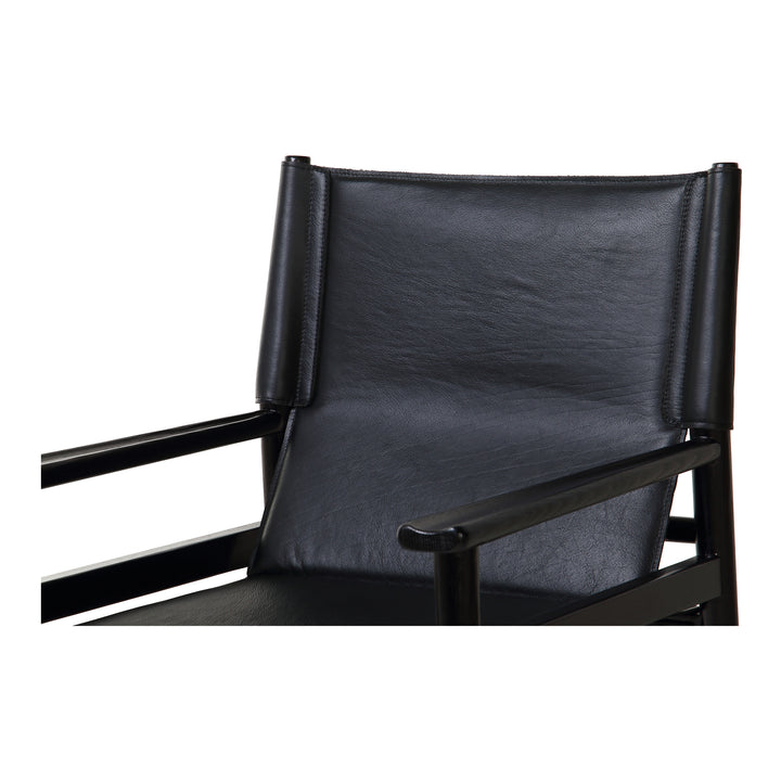Sleek Modern Sling Chair - High-Quality Top-Grain Buffalo Leather & Sturdy Wood Frame