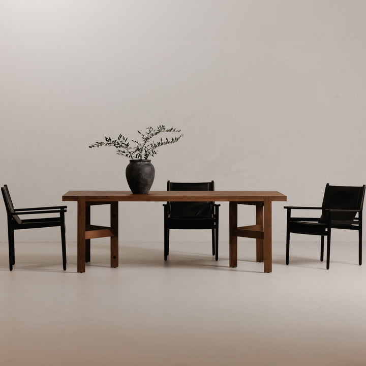 Sleek Modern Sling Chair - High-Quality Top-Grain Buffalo Leather & Sturdy Wood Frame