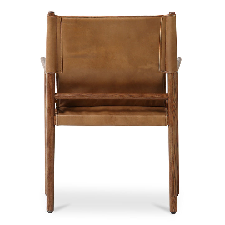Sleek Modern Sling Chair - High-Quality Top-Grain Buffalo Leather & Sturdy Wood Frame