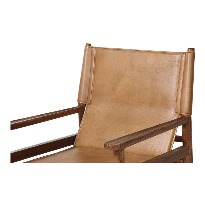 Sleek Modern Sling Chair - High-Quality Top-Grain Buffalo Leather & Sturdy Wood Frame