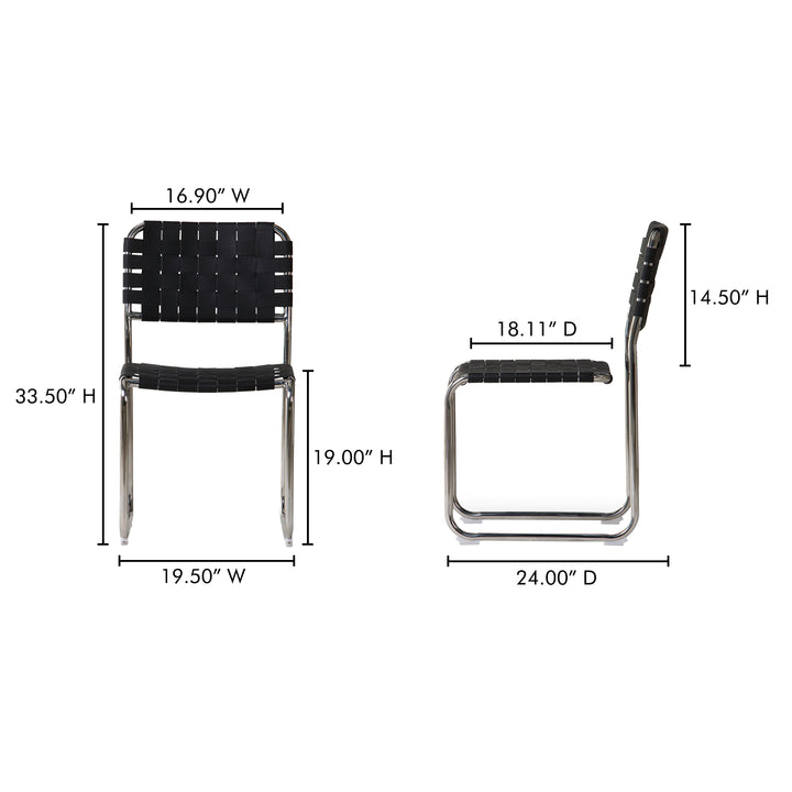 Elevate Dining Duo: Handwoven Leather & Steel Chairs