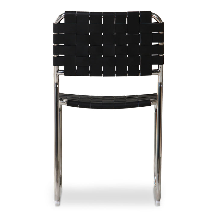 Elevate Dining Duo: Handwoven Leather & Steel Chairs