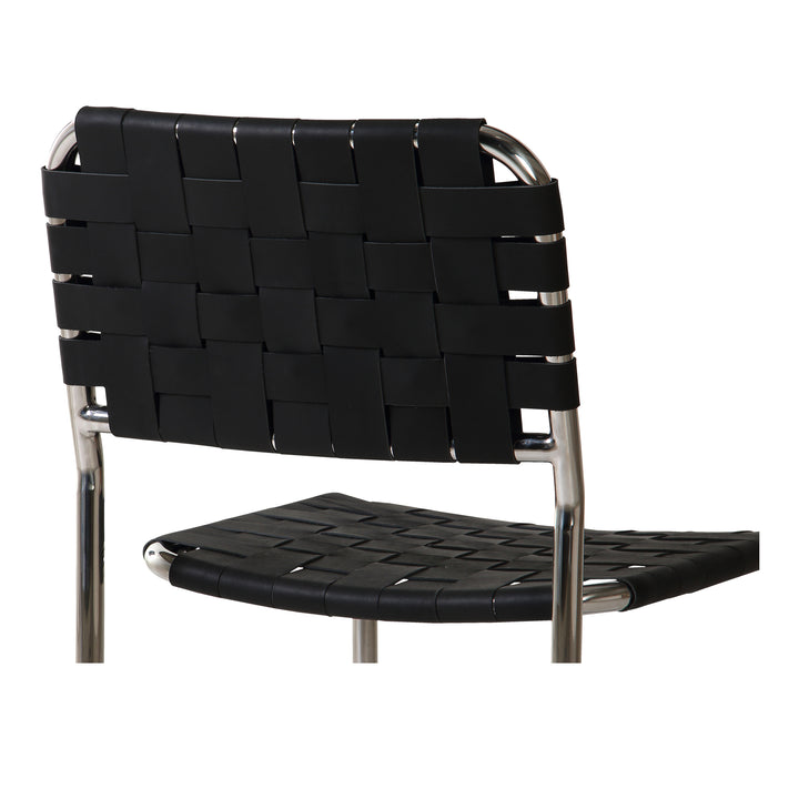 Elevate Dining Duo: Handwoven Leather & Steel Chairs