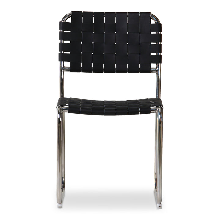 Elevate Dining Duo: Handwoven Leather & Steel Chairs