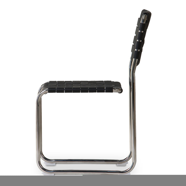 Elevate Dining Duo: Handwoven Leather & Steel Chairs