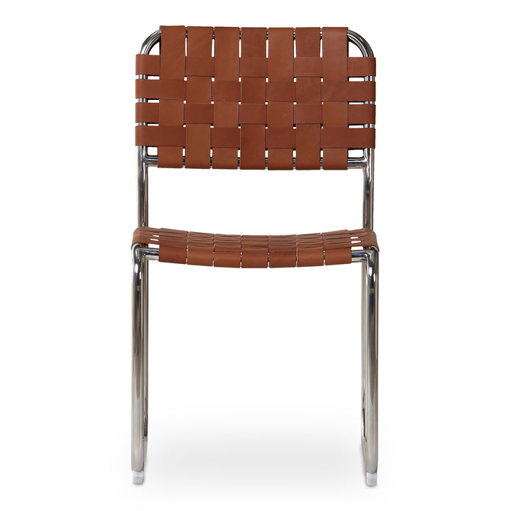 Elevate Dining Duo: Handwoven Leather & Steel Chairs