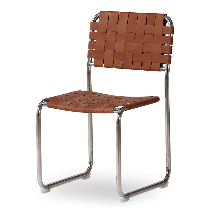 Elevate Dining Duo: Handwoven Leather & Steel Chairs