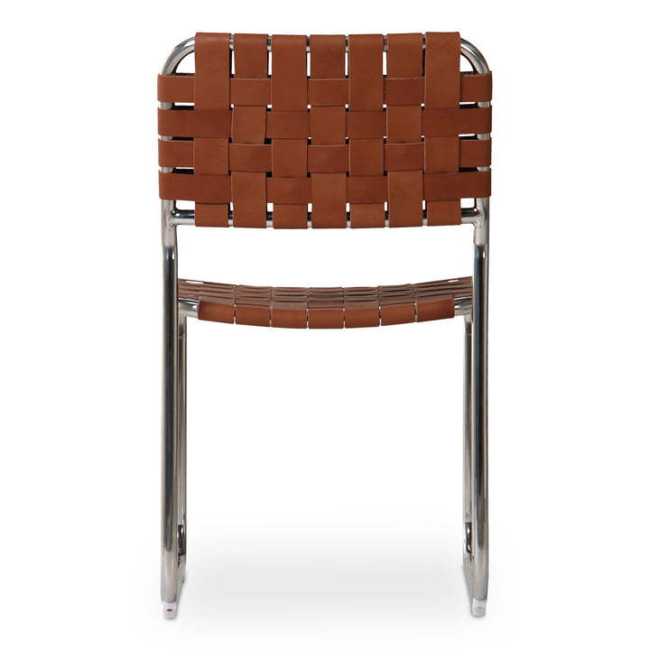 Elevate Dining Duo: Handwoven Leather & Steel Chairs