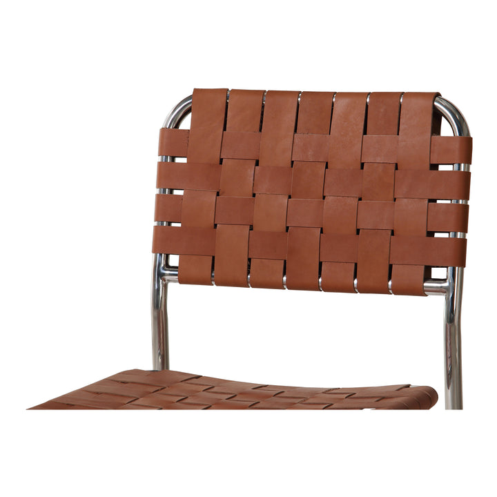 Elevate Dining Duo: Handwoven Leather & Steel Chairs