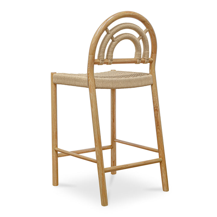 Retro-Chic Oak Counter Stool with Cane Detailing