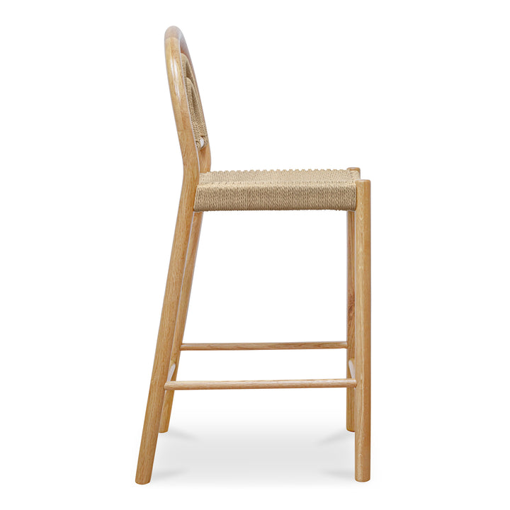Retro-Chic Oak Counter Stool with Cane Detailing