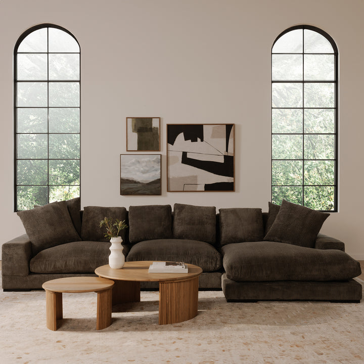 Circular Nesting Oak Coffee Table Duo