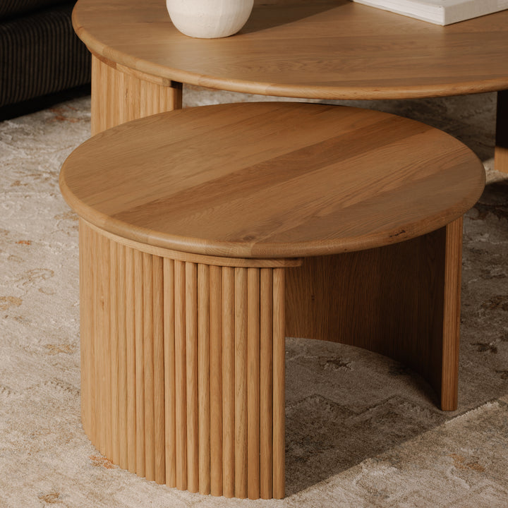 Circular Nesting Oak Coffee Table Duo