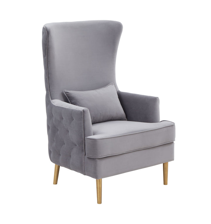 Aline Grey Tall Tufted Back Chair