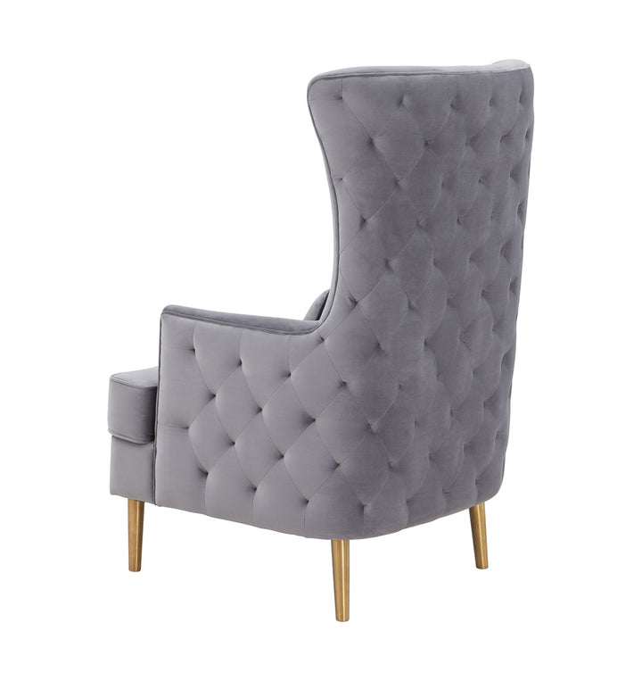 Aline Grey Tall Tufted Back Chair