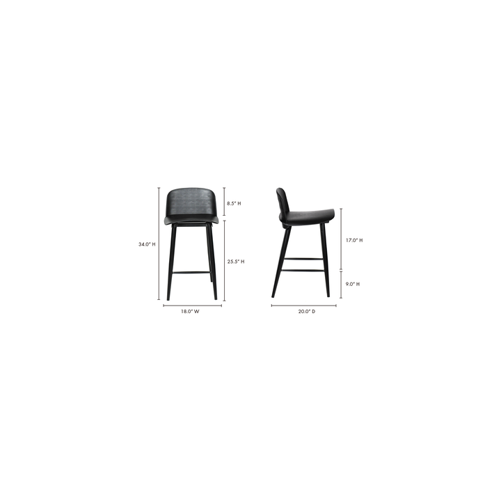 Modern Dual Bar Stools - Tapered Legs with Footrest