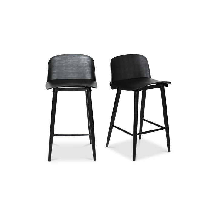 Modern Dual Bar Stools - Tapered Legs with Footrest