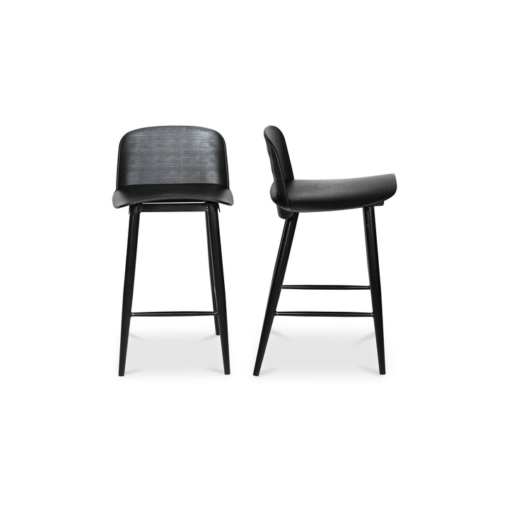 Modern Dual Bar Stools - Tapered Legs with Footrest