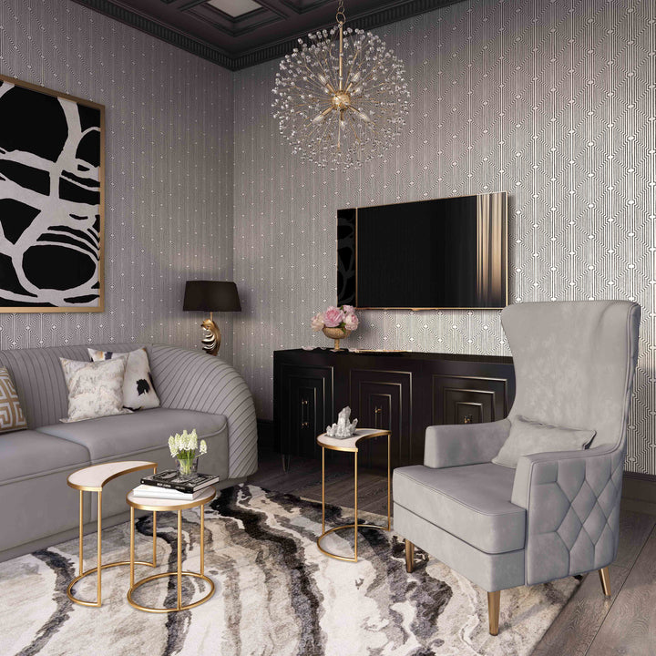 Aline Grey Tall Tufted Back Chair