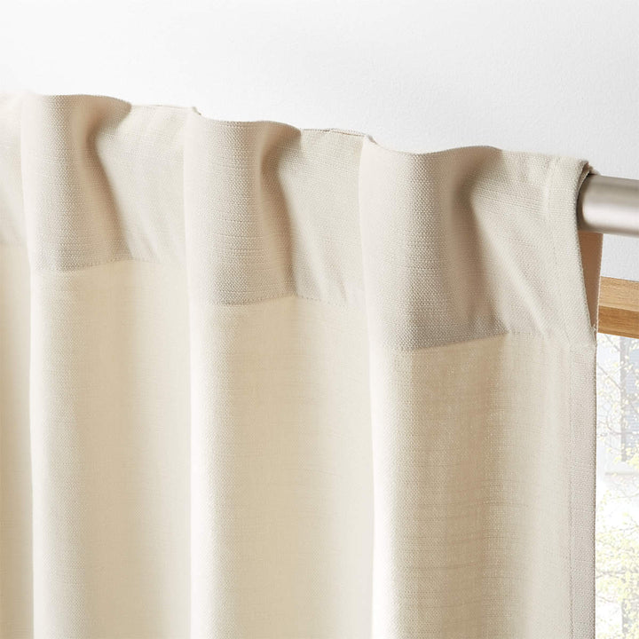 NATURAL TAN COTTON BASKETWEAVE WINDOW CURTAIN PANEL 48"X120"