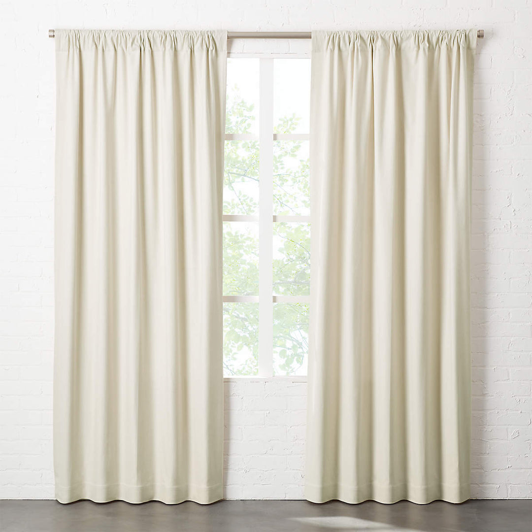 NATURAL TAN COTTON BASKETWEAVE WINDOW CURTAIN PANEL 48"X120"