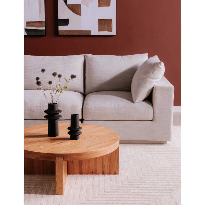 Coastal Charm Ottoman: Modern Linen Coffee Table