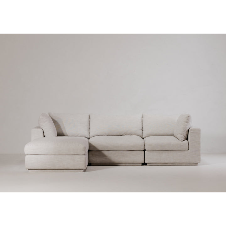 Coastal Charm Ottoman: Modern Linen Coffee Table