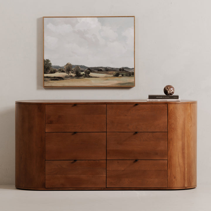 Sleek Oak Minimalist 6-Drawer Dresser