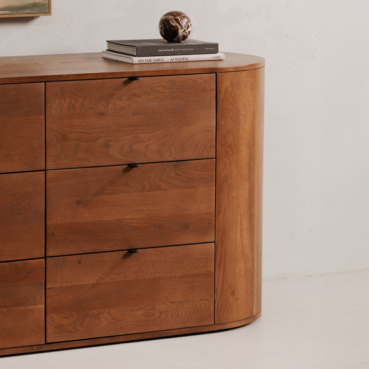Sleek Oak Minimalist 6-Drawer Dresser